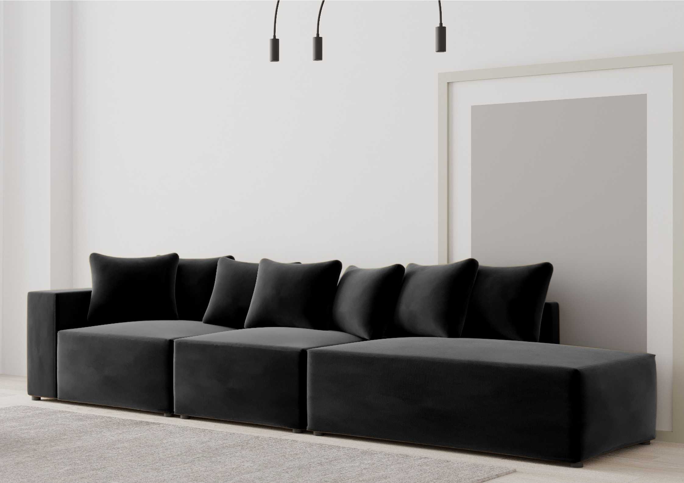 Loftowa sofa w kolorze czarnym
